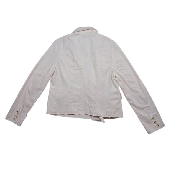 Anthropologie Pilcro Fray Hem Blazer Jacket Womens XS Ivory Pink Double Breasted - Picture 2 of 12